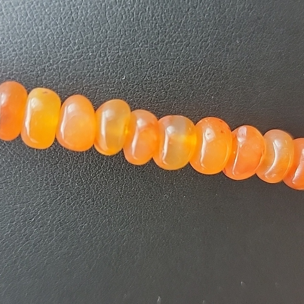 730 Cts Natural Orange Carnelian Round Rondelle Beads Gemstone Beaded Necklace - Picture 6 of 9